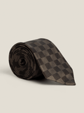 Brown Silk Block Check Tie