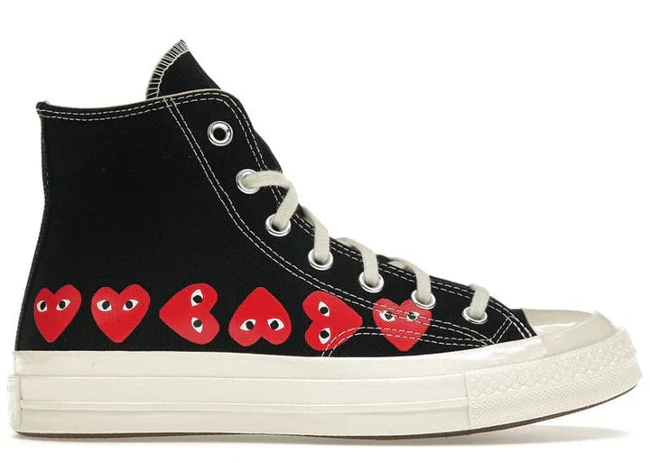 CONVERSE X COMME DES GARÇONS PLAY CHUCK 70 MULTI HEART HIGH TOP BLACK